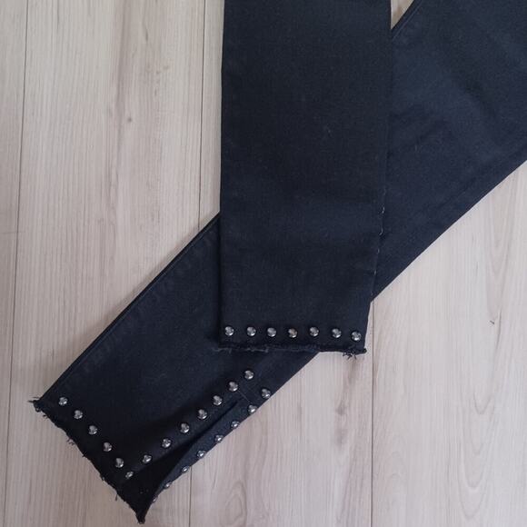 Citizens of Humanity Rocket Studded Ankle Split Hem Jeans Black 26W - Picture 6 of 14